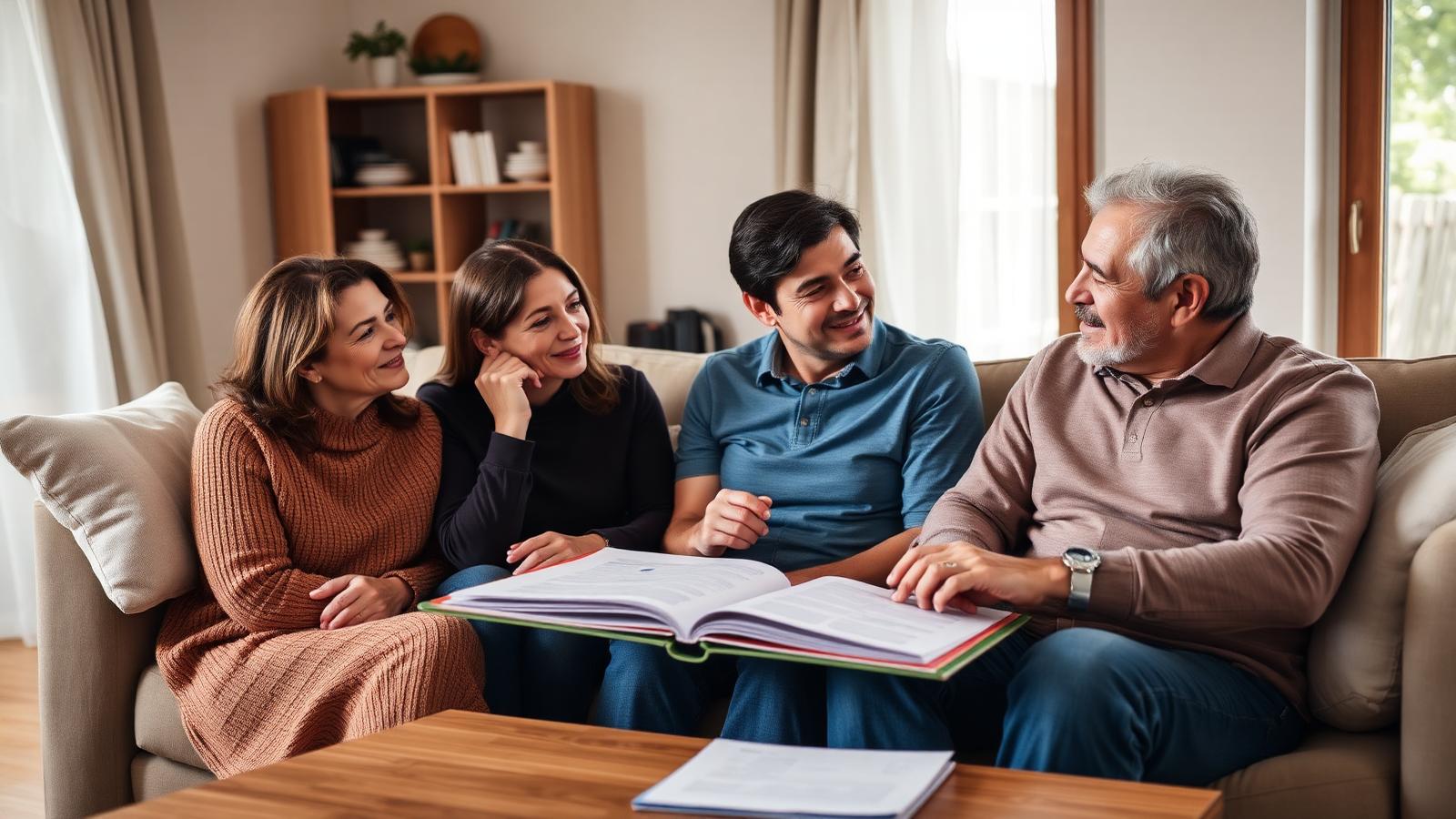 Family discussing what happens to a mortgage after a homeowner dies