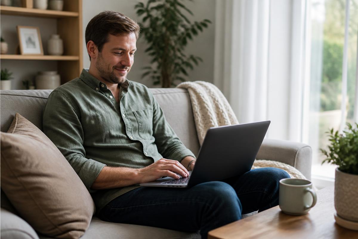 Homeowner applying online for mortgage protection without a medical exam